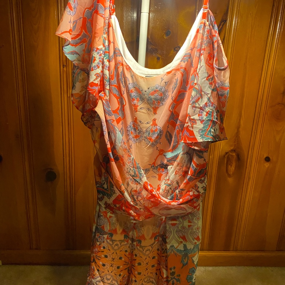 Floral cold shoulder romper